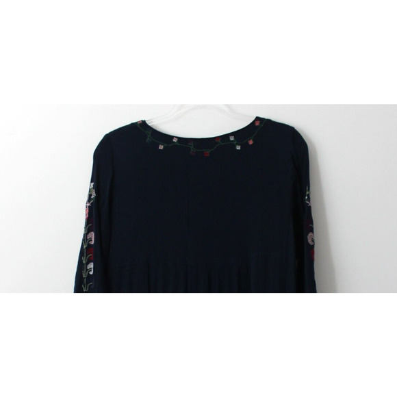 Orange Creek Womens Embroidered Dress Pockets Navy Size M Pre-Owned - Picture 4 of 8